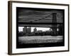 Window View with Venetian Blinds: the Williamsburg Bridge at Nightfall-Philippe Hugonnard-Framed Photographic Print