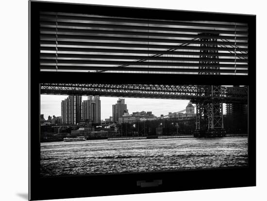 Window View with Venetian Blinds: the Williamsburg Bridge at Nightfall-Philippe Hugonnard-Mounted Photographic Print