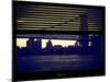 Window View with Venetian Blinds: the Williamsburg Bridge at Nightfall-Philippe Hugonnard-Mounted Photographic Print