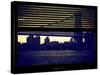 Window View with Venetian Blinds: the Williamsburg Bridge at Nightfall-Philippe Hugonnard-Stretched Canvas