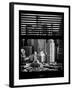 Window View with Venetian Blinds: Theater District and Times Square - Manhattan-Philippe Hugonnard-Framed Photographic Print
