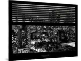 Window View with Venetian Blinds: Theater District by Night - Manhattan, New York, USA-Philippe Hugonnard-Mounted Photographic Print