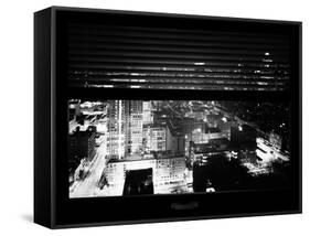 Window View with Venetian Blinds: Theater District View - Times Square-Philippe Hugonnard-Framed Stretched Canvas