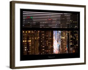 Window View with Venetian Blinds: Times Square on a Foggy Night - Manhattan-Philippe Hugonnard-Framed Photographic Print