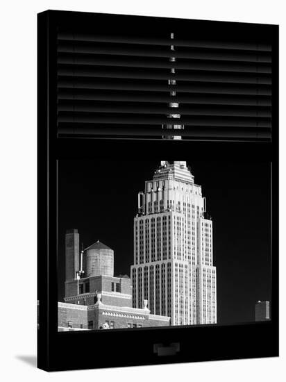 Window View with Venetian Blinds: Top of the Empire State Building - Architecture and Buildings-Philippe Hugonnard-Stretched Canvas