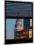 Window View with Venetian Blinds: Top of the Empire State Building by Nightfall - New York City-Philippe Hugonnard-Mounted Photographic Print