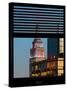 Window View with Venetian Blinds: Top of the Empire State Building by Nightfall - New York City-Philippe Hugonnard-Stretched Canvas