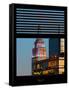 Window View with Venetian Blinds: Top of the Empire State Building by Nightfall - New York City-Philippe Hugonnard-Framed Stretched Canvas