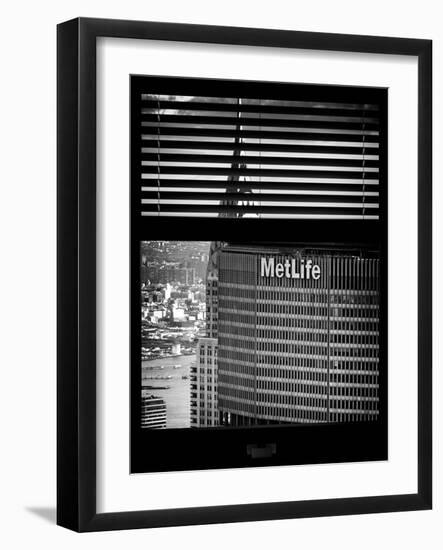 Window View with Venetian Blinds: Tops of Metlife and Chrysler Buildings-Philippe Hugonnard-Framed Photographic Print