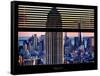 Window View with Venetian Blinds: Tops of the Empire State Building and One World Trade Center-Philippe Hugonnard-Framed Stretched Canvas