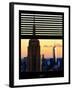 Window View with Venetian Blinds: Tops of the Empire State Building and One World Trade Centerfall-Philippe Hugonnard-Framed Photographic Print