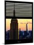 Window View with Venetian Blinds: Tops of the Empire State Building and One World Trade Centerfall-Philippe Hugonnard-Mounted Photographic Print