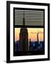 Window View with Venetian Blinds: Tops of the Empire State Building and One World Trade Centerfall-Philippe Hugonnard-Framed Photographic Print