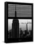 Window View with Venetian Blinds: Tops of the Empire State Building and One World Trade Centerfall-Philippe Hugonnard-Framed Stretched Canvas