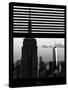 Window View with Venetian Blinds: Tops of the Empire State Building and One World Trade Centerfall-Philippe Hugonnard-Stretched Canvas