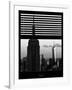 Window View with Venetian Blinds: Tops of the Empire State Building and One World Trade Centerfall-Philippe Hugonnard-Framed Photographic Print