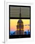 Window View with Venetian Blinds: Tops of the Empire State Building at Sunset - New York-Philippe Hugonnard-Framed Photographic Print