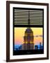 Window View with Venetian Blinds: Tops of the Empire State Building at Sunset - New York-Philippe Hugonnard-Framed Photographic Print