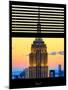 Window View with Venetian Blinds: Tops of the Empire State Building at Sunset - New York-Philippe Hugonnard-Mounted Photographic Print