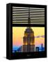 Window View with Venetian Blinds: Tops of the Empire State Building at Sunset - New York-Philippe Hugonnard-Framed Stretched Canvas