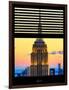 Window View with Venetian Blinds: Tops of the Empire State Building at Sunset - New York-Philippe Hugonnard-Framed Photographic Print