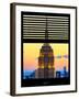 Window View with Venetian Blinds: Tops of the Empire State Building at Sunset - New York-Philippe Hugonnard-Framed Photographic Print