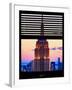 Window View with Venetian Blinds: Tops of the Empire State Building at Sunset - New York-Philippe Hugonnard-Framed Photographic Print