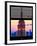 Window View with Venetian Blinds: Tops of the Empire State Building at Sunset - New York-Philippe Hugonnard-Framed Photographic Print