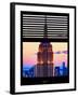 Window View with Venetian Blinds: Tops of the Empire State Building at Sunset - New York-Philippe Hugonnard-Framed Photographic Print