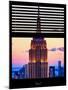 Window View with Venetian Blinds: Tops of the Empire State Building at Sunset - New York-Philippe Hugonnard-Mounted Photographic Print