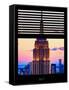 Window View with Venetian Blinds: Tops of the Empire State Building at Sunset - New York-Philippe Hugonnard-Framed Stretched Canvas