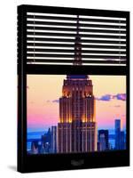 Window View with Venetian Blinds: Tops of the Empire State Building at Sunset - New York-Philippe Hugonnard-Stretched Canvas