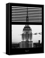 Window View with Venetian Blinds: Tops of the Empire State Building - New York-Philippe Hugonnard-Framed Stretched Canvas