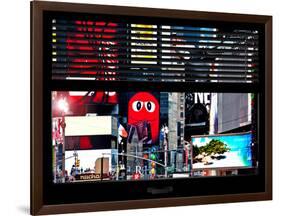 Window View with Venetian Blinds: Urban Scene Manhattan - Time Square-Philippe Hugonnard-Framed Photographic Print