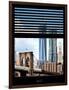 Window View with Venetian Blinds: Vertical Format of NYC Center and Brooklyn Bridge - Manhattan-Philippe Hugonnard-Framed Photographic Print