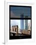 Window View with Venetian Blinds: Vertical Format of NYC Center and Brooklyn Bridge - Manhattan-Philippe Hugonnard-Framed Photographic Print