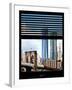 Window View with Venetian Blinds: Vertical Format of NYC Center and Brooklyn Bridge - Manhattan-Philippe Hugonnard-Framed Photographic Print