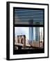 Window View with Venetian Blinds: Vertical Format of NYC Center and Brooklyn Bridge - Manhattan-Philippe Hugonnard-Framed Photographic Print