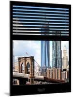 Window View with Venetian Blinds: Vertical Format of NYC Center and Brooklyn Bridge - Manhattan-Philippe Hugonnard-Mounted Photographic Print