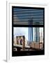 Window View with Venetian Blinds: Vertical Format of NYC Center and Brooklyn Bridge - Manhattan-Philippe Hugonnard-Framed Photographic Print