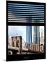 Window View with Venetian Blinds: Vertical Format of NYC Center and Brooklyn Bridge - Manhattan-Philippe Hugonnard-Mounted Photographic Print