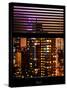 Window View with Venetian Blinds: Vertical Format -The Empire State Building lit up in Pink-Philippe Hugonnard-Stretched Canvas