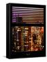 Window View with Venetian Blinds: Vertical Format -The Empire State Building lit up-Philippe Hugonnard-Framed Stretched Canvas
