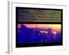 Window View with Venetian Blinds: View Buildings Manhattan at Sunset - Hudson River View-Philippe Hugonnard-Framed Photographic Print