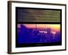 Window View with Venetian Blinds: View Buildings Manhattan at Sunset - Hudson River View-Philippe Hugonnard-Framed Photographic Print