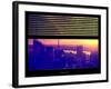 Window View with Venetian Blinds: View Buildings Manhattan at Sunset - Hudson River View-Philippe Hugonnard-Framed Photographic Print