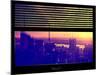 Window View with Venetian Blinds: View Buildings Manhattan at Sunset - Hudson River View-Philippe Hugonnard-Mounted Photographic Print