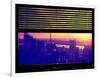 Window View with Venetian Blinds: View Buildings Manhattan at Sunset - Hudson River View-Philippe Hugonnard-Framed Photographic Print