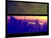 Window View with Venetian Blinds: View Buildings Manhattan at Sunset - Hudson River View-Philippe Hugonnard-Mounted Photographic Print