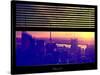 Window View with Venetian Blinds: View Buildings Manhattan at Sunset - Hudson River View-Philippe Hugonnard-Stretched Canvas